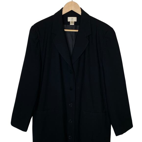 Nordstrom Wool Long Black Single Breasted Coat Women’s size 16 - Picture 2 of 5